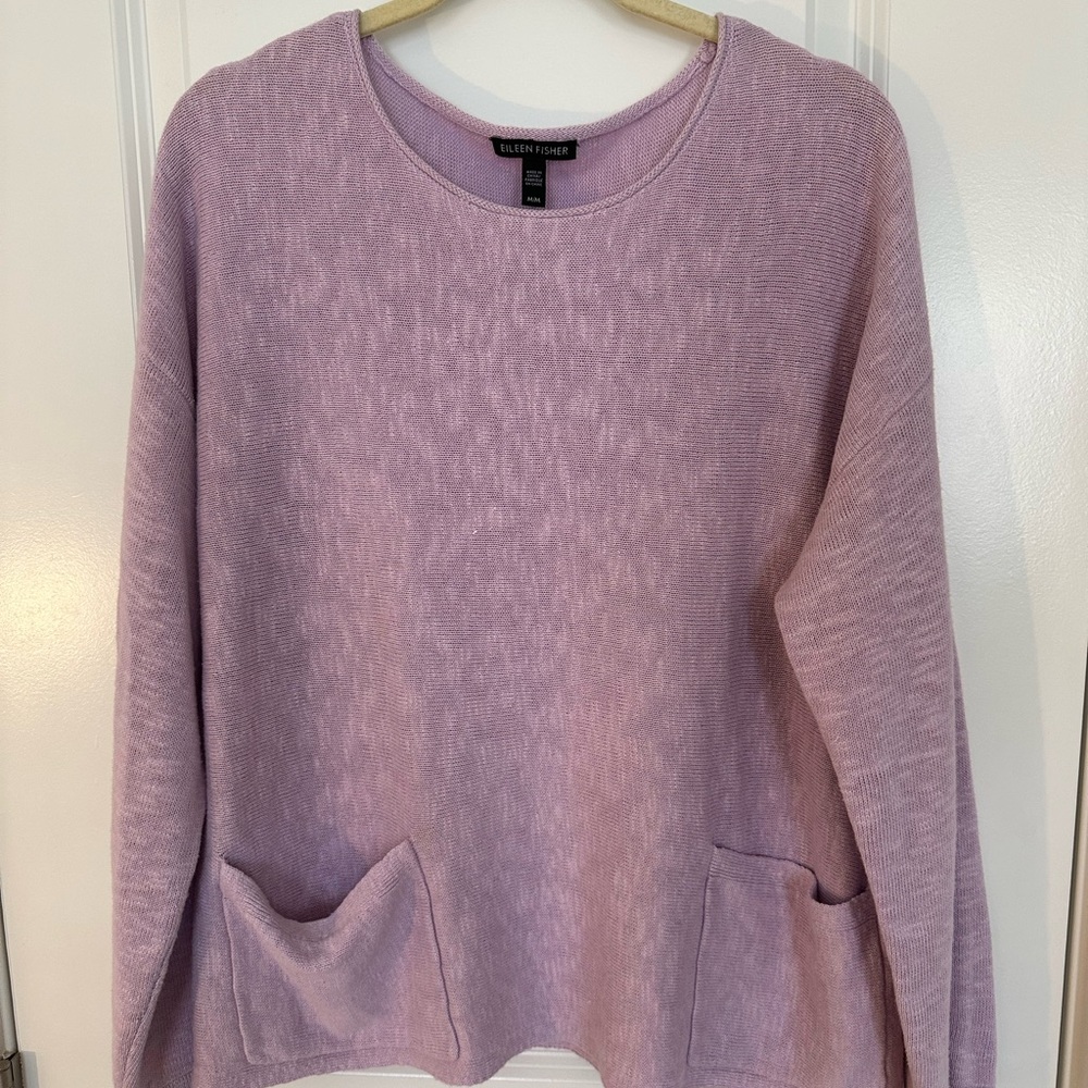 Eileen Fisher  Lilac Linen blend tunic pullover sweater